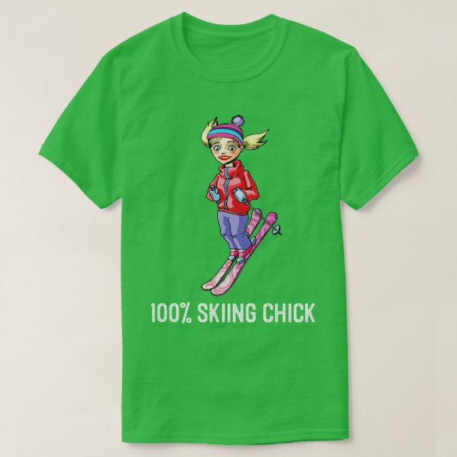 Skiing Chick Snö Bunny Funny Gift T Shirt (Design framsida)