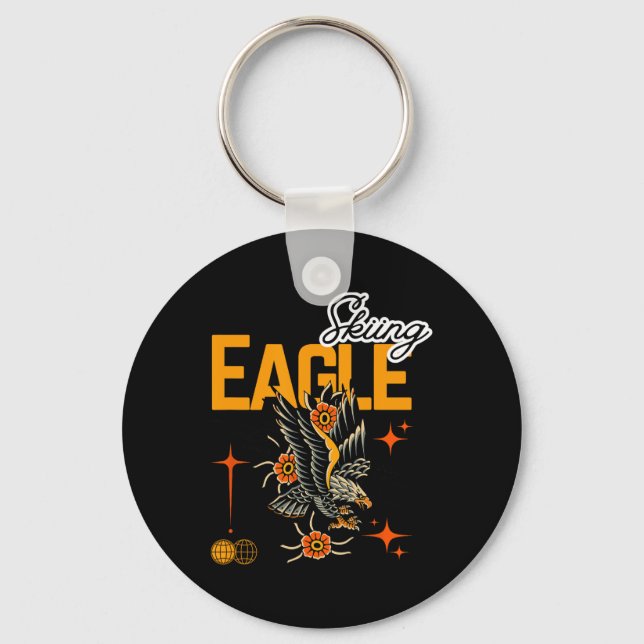 Skiing Eagle Nyckelring (Framsida)