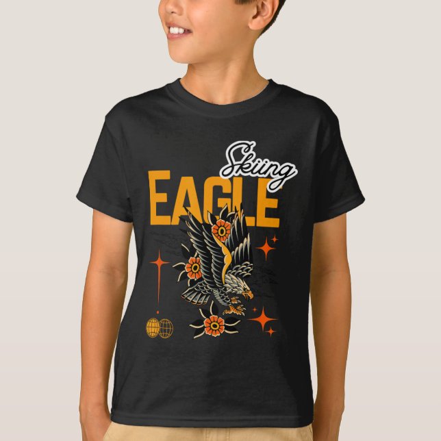 Skiing Eagle T Shirt (Framsida)