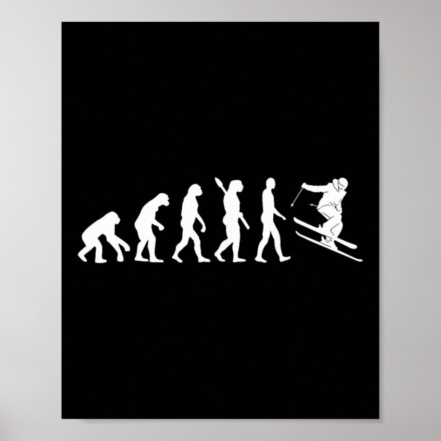 Skiing Evolution Funny Skier Freestyle Ski Winter  Poster (Framsidan)