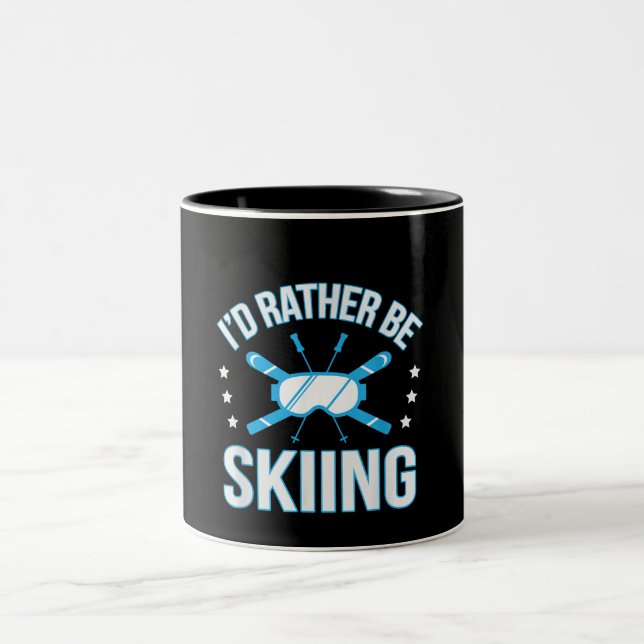 Skiing Gift | Jag skulle hellre hoppa över Två-Tonad Mugg (Center)