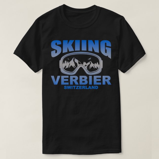 Skiing Goggles Verbier Schweiz T Shirt (Design framsida)