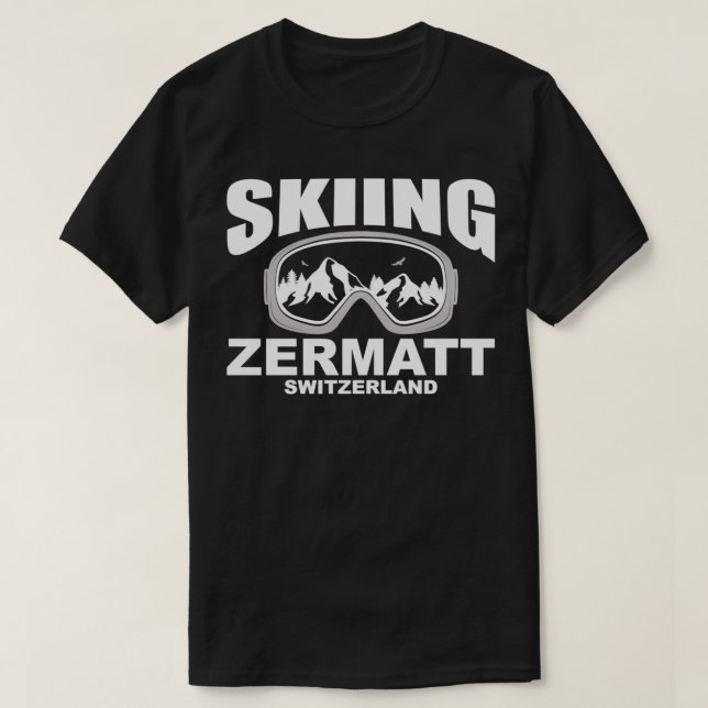 Skiing Goggles Zermatt Schweiz T Shirt (Design framsida)
