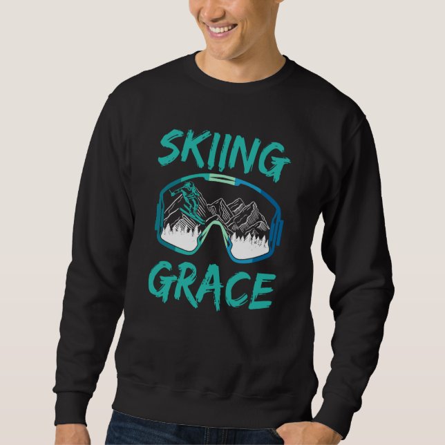 Skiing Grace Hobby Skier Ski Winter Sports Lång Ärmad Tröja (Framsida)