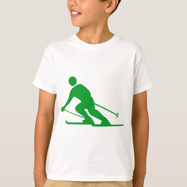 Skiing - Grass Grönt T-shirt (Framsida)