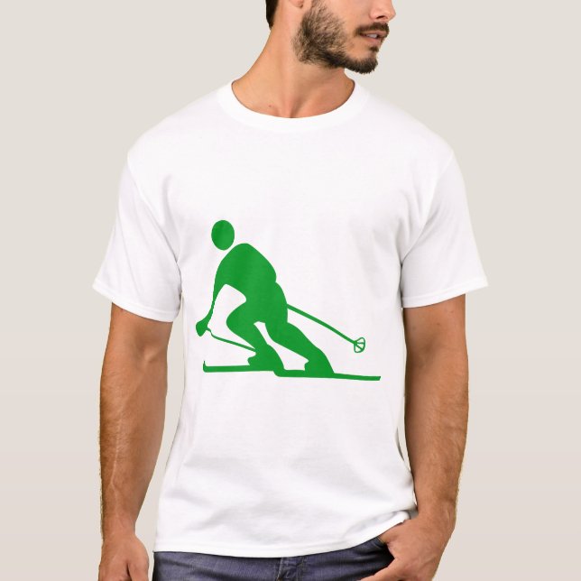 Skiing - Grass Grönt T Shirt (Framsida)