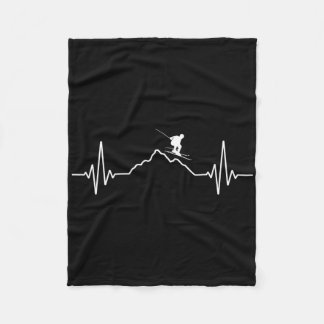 Skiing Heartbeat Ski Gift For Skiers _2  Fleecefilt