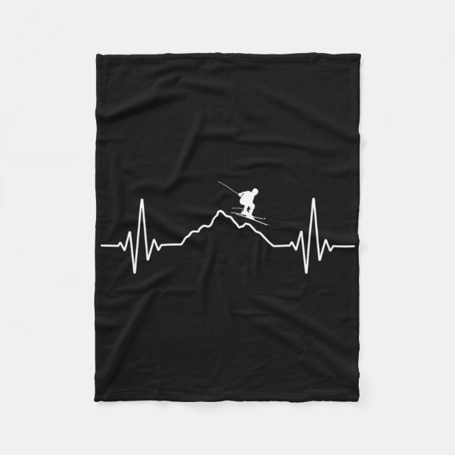 Skiing Heartbeat Ski Gift For Skiers _2  Fleecefilt (Framsidan)
