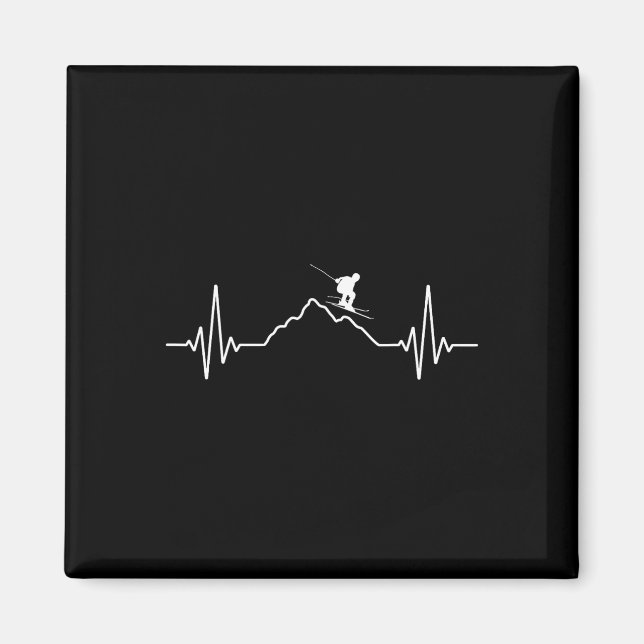 Skiing Heartbeat Ski Gift For Skiers _2  Magnet (Framsidan)