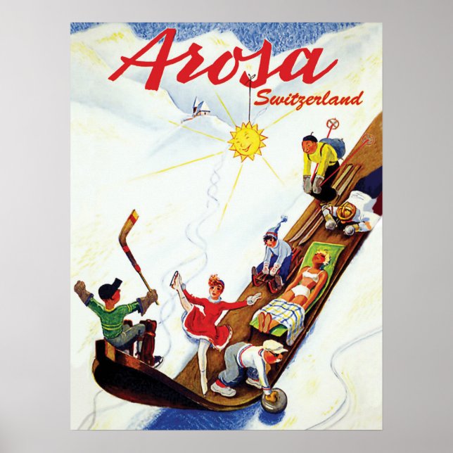 Skiing i Arosa, Schweiz Poster (Framsidan)