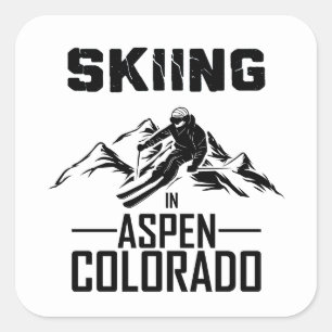 Skiing i Aspen Colorado Fyrkantigt Klistermärke