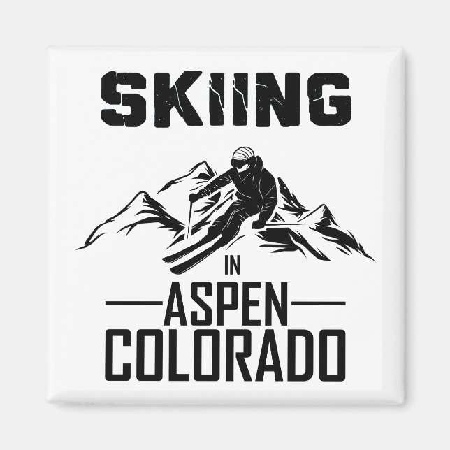 Skiing i Aspen Colorado Magnet (Framsidan)