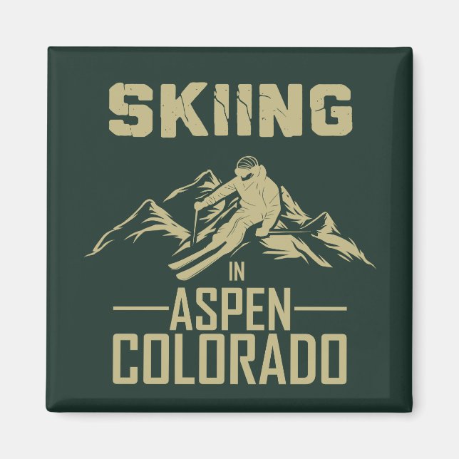 Skiing i Aspen Colorado Magnet (Framsidan)