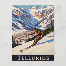 Skiing i Telluride Colorado Vykort