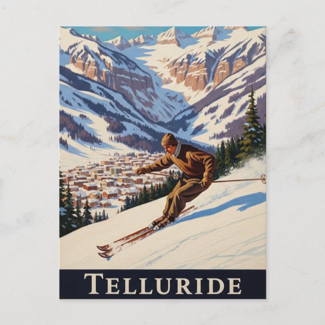 Skiing i Telluride Colorado Vykort (Framsida)