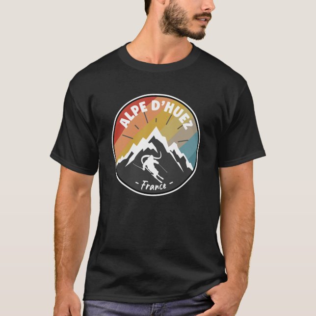 Skiing in Frankrike Alpe d'Huez T Shirt (Framsida)