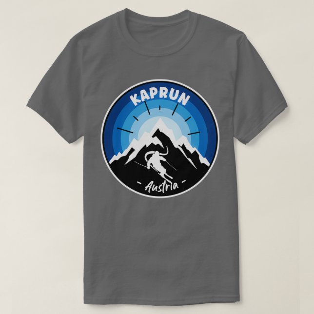 Skiing in Kaprun Austria Blue T Shirt (Design framsida)