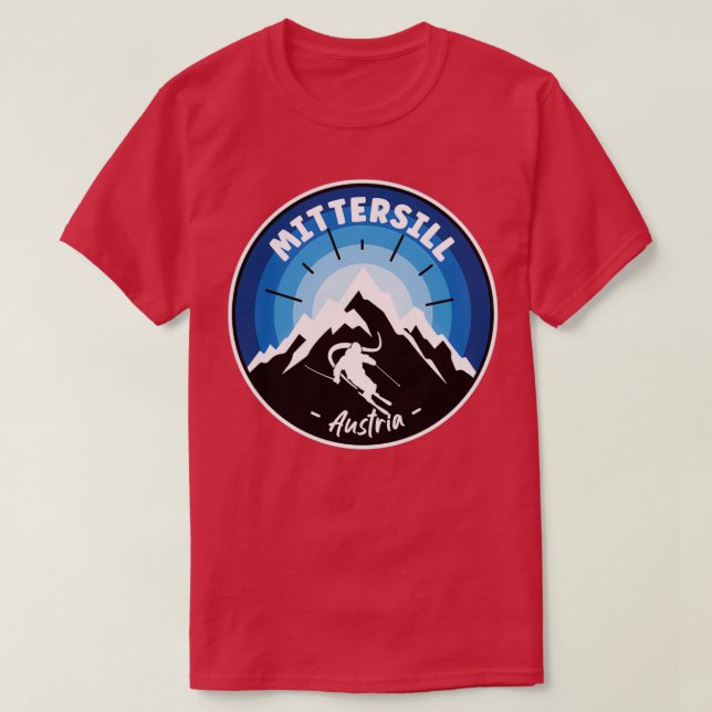 Skiing in Mittersill Austria Blue T Shirt (Design framsida)