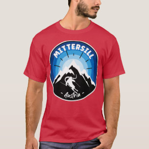 Skiing in Mittersill Austria Blue T Shirt