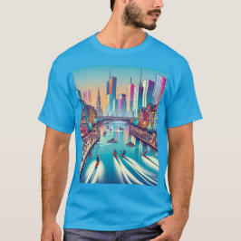 Skiing in the city t shirt