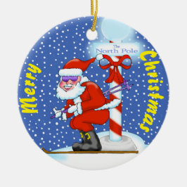 Skiing jultomten Ornament