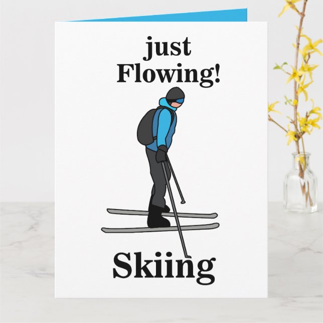 Skiing Just Flowing Skier Kort (Gul blomma)