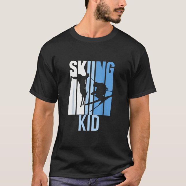 Skiing Kid Ski Skier Skiers Hobby T Shirt (Framsida)