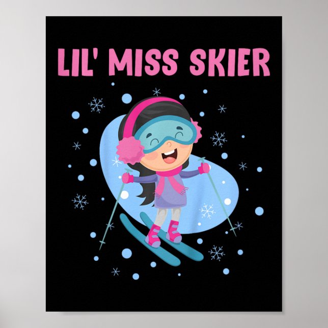 Skiing Kids Lil'miss Skier Funny Girls Poster (Framsidan)