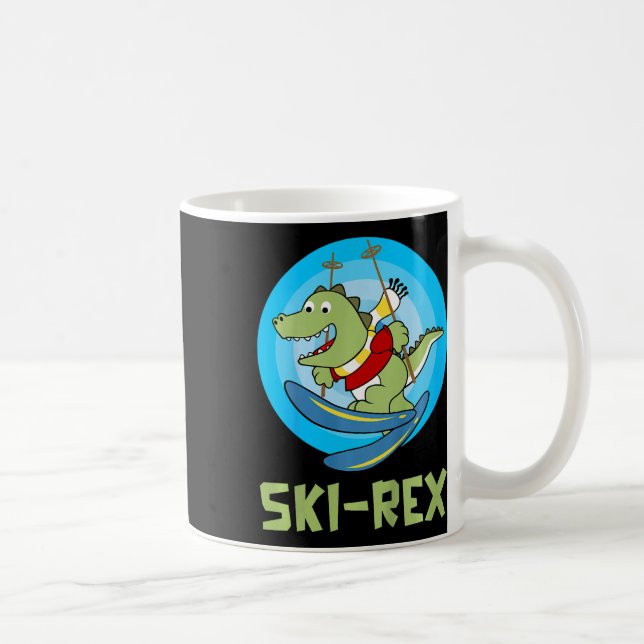 Skiing Kids Ski-rex Funny Dino Toddler Funny  Kaffemugg (Höger)
