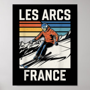 Skiing Les Arcs Frankrike, Fransk Mountain Ski Rol Poster