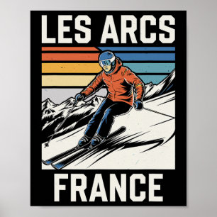 Skiing Les Arcs Frankrike Poster
