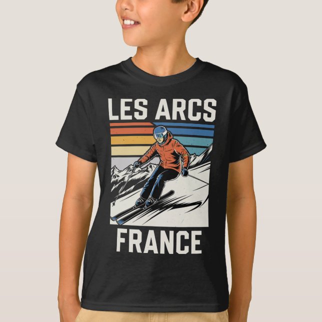 Skiing Les Arcs Frankrike T Shirt (Framsida)