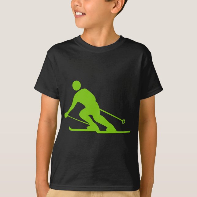 Skiing - Martian Grönt T Shirt (Framsida)