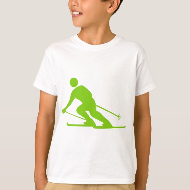 Skiing - Martian Grönt T Shirt (Framsida)