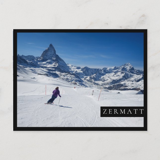 Skiing med Mt Matterhorn i Zermatt, Schweiz Vykort (Framsida)
