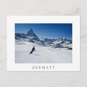 Skiing med Mt. Matterhorn i Zermatt, Schweiz Vykort
