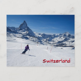 Skiing med Mt. Matterhorn i Zermatt, Schweiz Vykort