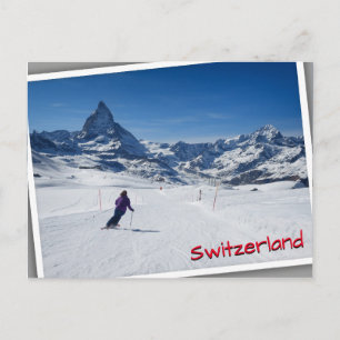 Skiing med Mt. Matterhorn i Zermatt, Schweiz Vykort