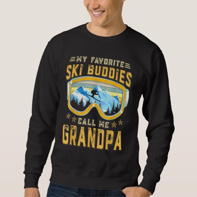 Skiing - Mina favoritskidbuddister kallar mig Gran Lång Ärmad Tröja (Framsida)