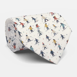 Skiing Mönster - Winter Sports Neck Tie Slips