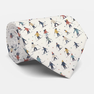 Skiing Mönster - Winter Sports Neck Tie Slips