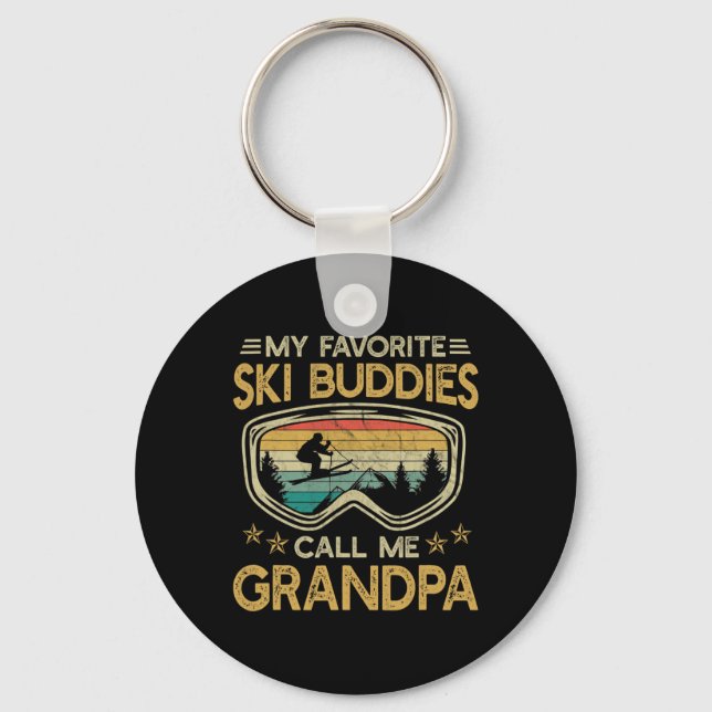 Skiing - My Favorite Ski Buddies Call Me Grandpa  Nyckelring (Framsida)