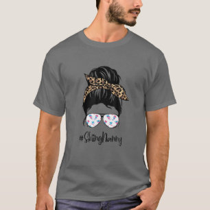 Skiing Nanny Messy Hair Bun Leopard Women Mor T Shirt