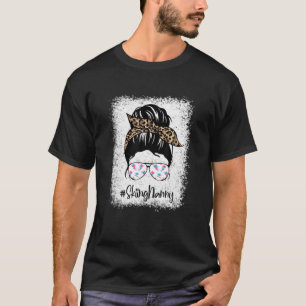 Skiing Nanny Messy Hair Bun Leopard Women Mor T Shirt
