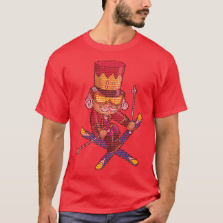 Skiing Nutcracker Ski jul Sticka Mönster Skier T Shirt