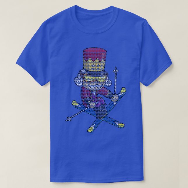Skiing Nutcracker Ski jul Sticka Mönster Skier T Shirt (Design framsida)