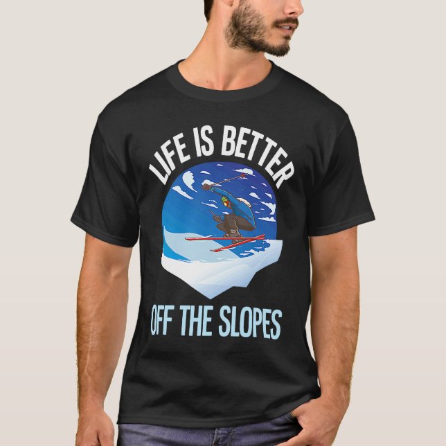 Skiing  Off The Slopes  Free Riding T Shirt (Framsida)