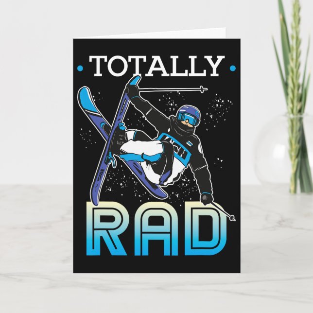 Skiing Outfit Nordic Skier Ski Totally Rad  Kort (Framsida)