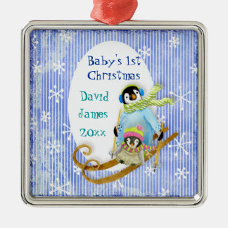 Skiing Penguin Baby 1st jul Ornament