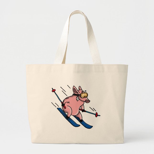 skiing pig jumbo tygkasse (Framsidan)